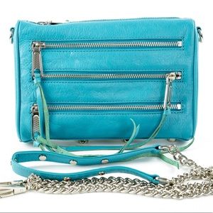 REBECCA MINKOFF GENUINE LEATHER CROSSBODY BAG- TEAL